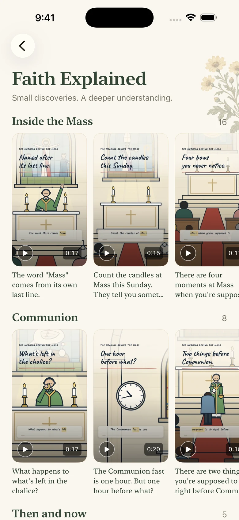 Faith Explained video library about the Mass and Communion